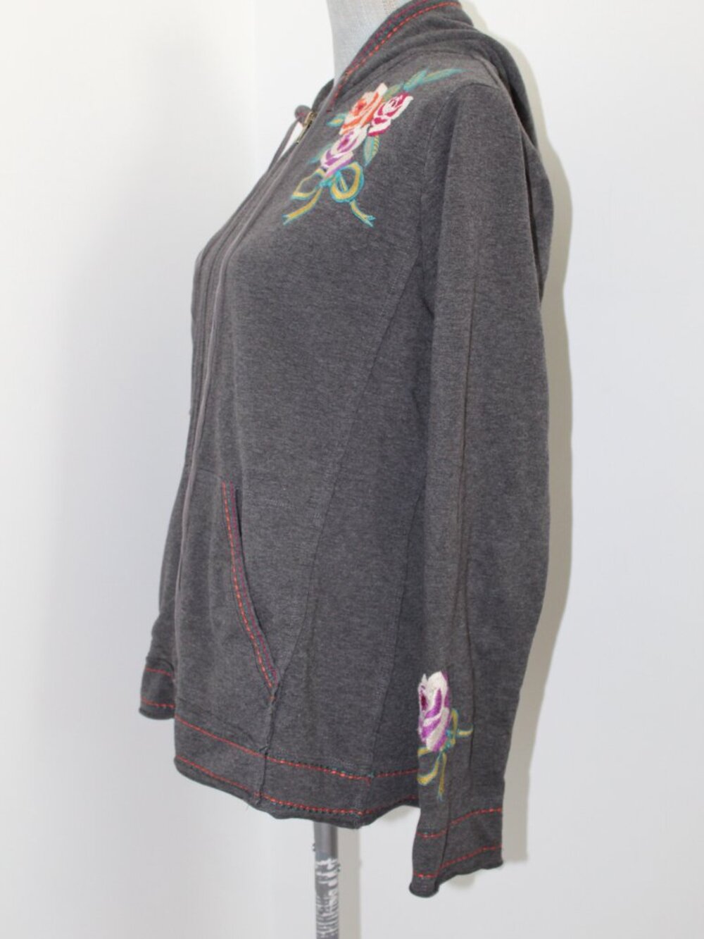 Johnny Was Biya JWLA 3J Workshop Embroidered Hooded Hoodie Zip Front Jacket M - Picture 3 of 5
